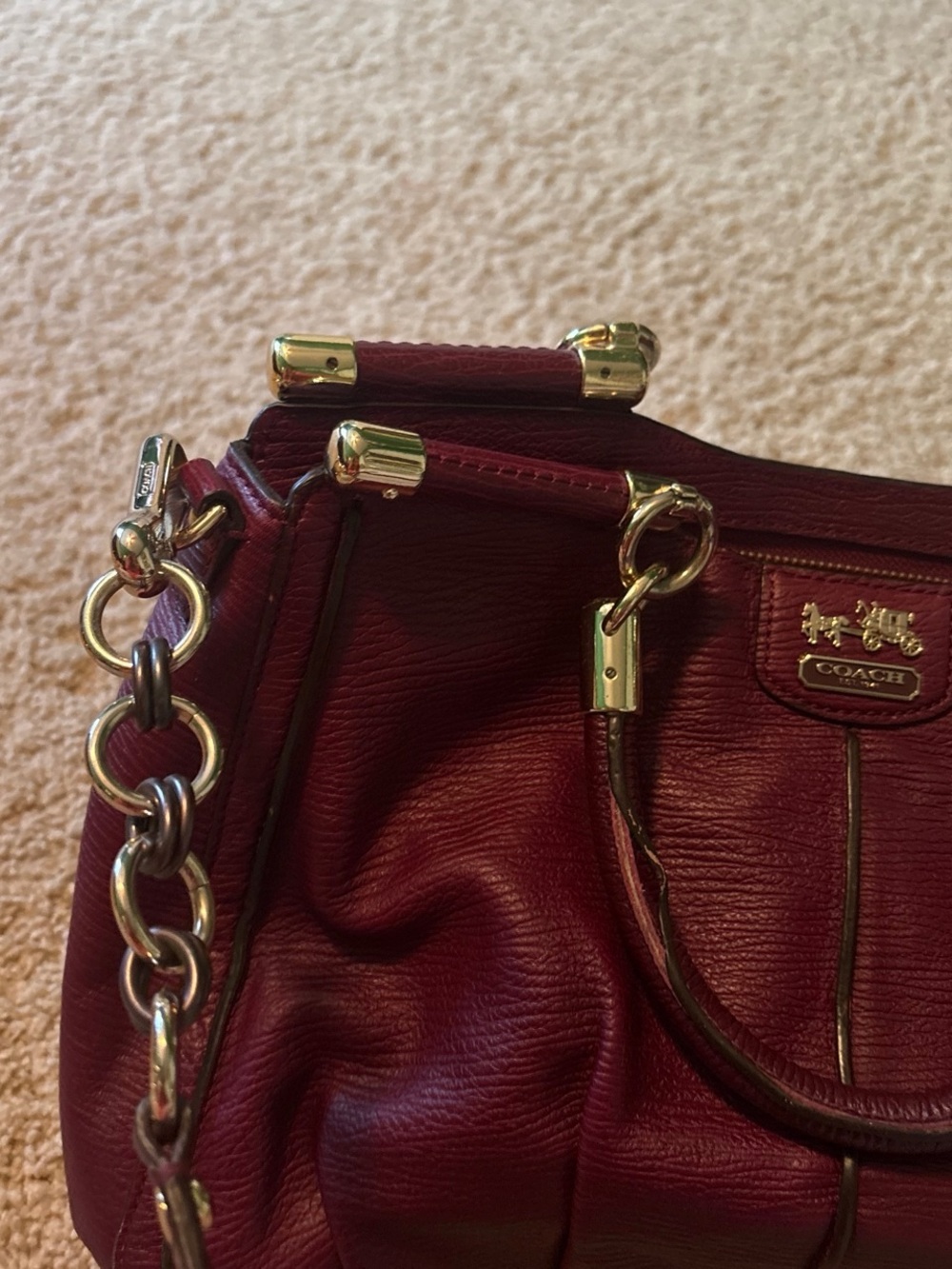Coach  Leather Satchel in Wine with Gold Hardware - Picture 6 of 6